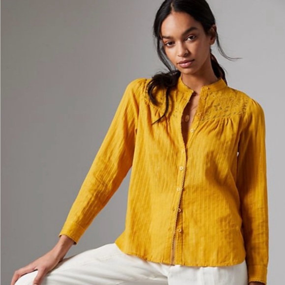 Anthropologie Tops - Anthropologie Yellow Blouse Top